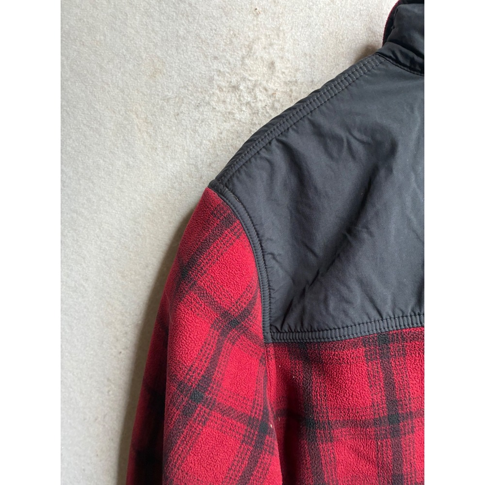 LL Bean Mens Red Buffalo Plaid Fleece Sherpa Lined Jacket XL 276688 - Picture 6 of 12